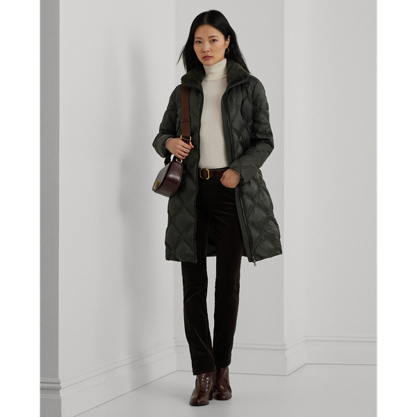 Diamond Quilted Funnelneck Down Coat for Women Ralph Lauren UK