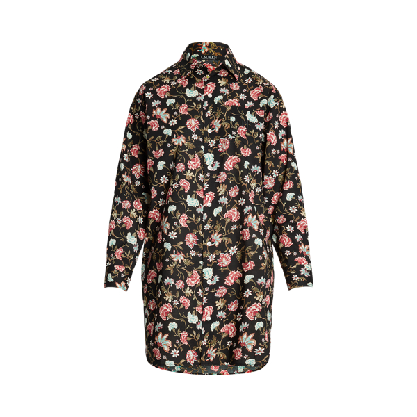 Chemise nuit fleurie linon coton m&eacute;lang&eacute; Lauren en 1