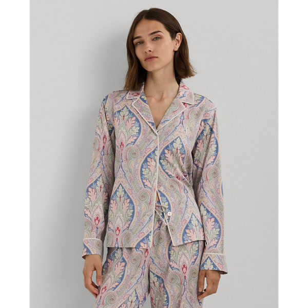 Pyjama satinette coton motif cachemire Lauren en Multi 4
