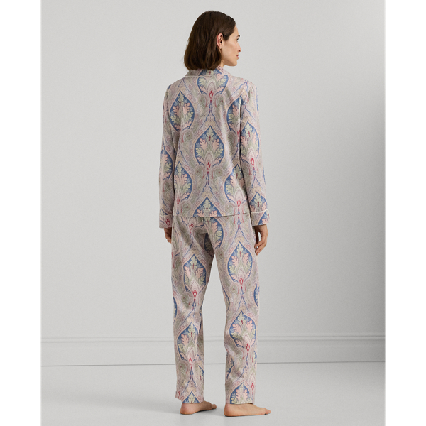 Pyjama satinette coton motif cachemire Lauren en Multi 5