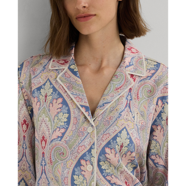 Pyjama satinette coton motif cachemire Lauren en Multi 6