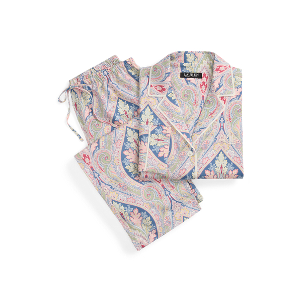Pyjama satinette coton motif cachemire Lauren en Multi 2