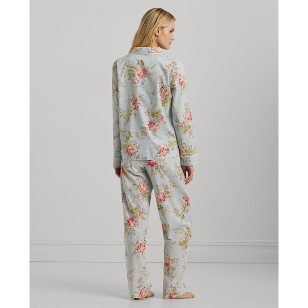 Gebl&uuml;mter Pyjama aus Atlas-Baumwolle Lauren in Minze 5