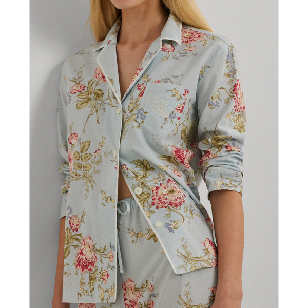 Gebl&uuml;mter Pyjama aus Atlas-Baumwolle Lauren in Minze 6