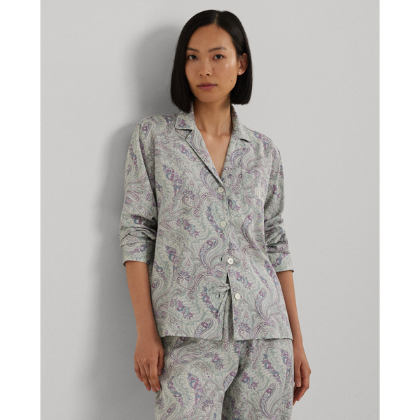 Pyjama motif cachemire satinette coton Lauren en Sauge 4