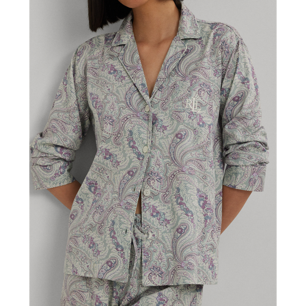 Pyjama motif cachemire satinette coton Lauren en Sauge 6