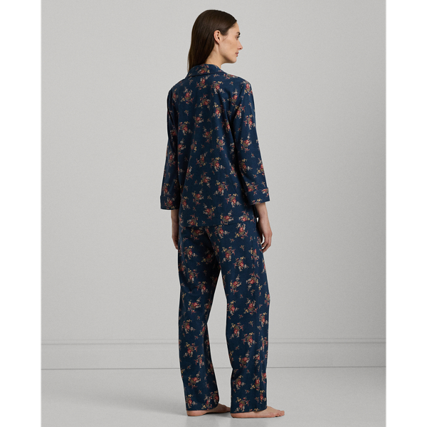 Pyjama fleuri en jersey de coton m&eacute;lang&eacute; Lauren en Marine 5