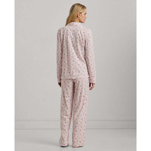 Gebl&uuml;mter Jersey-Pyjama mit Baumwolle Lauren in Rosa 5