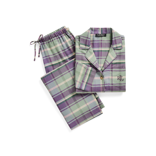 Plaid Herringbone Twill Sleep Set