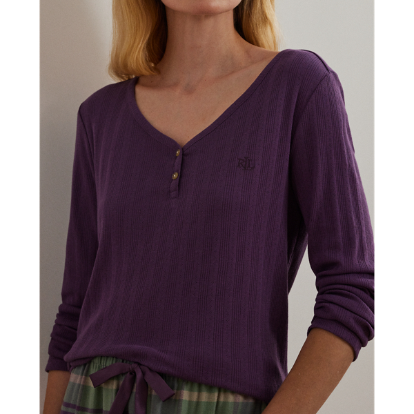 Multi Plaid Cotton-Blend Henley Pyjama Set Lauren 6