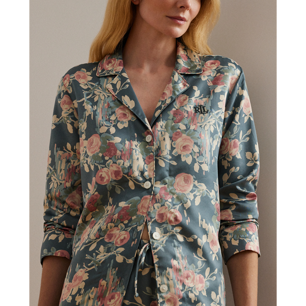 Pyjama fleuri en satin Lauren en Sauge 6
