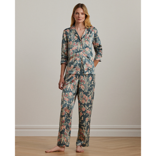Pyjama fleuri en satin Lauren en Sauge 7
