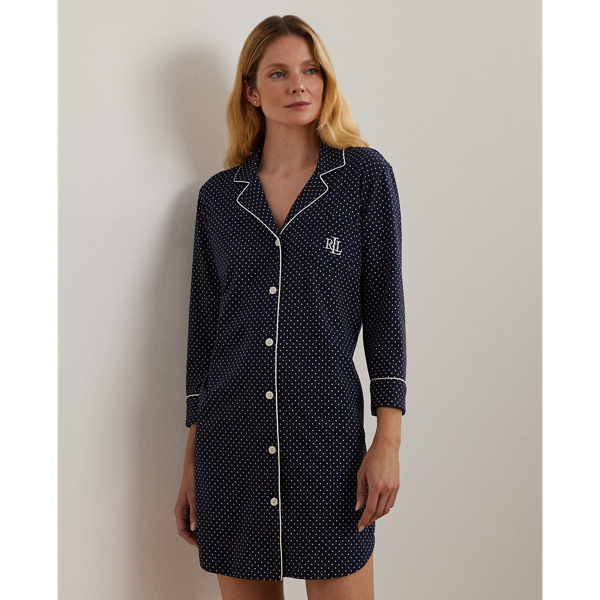 Baumwolljersey-Nachthemd mit Punkten Lauren in Navy 4
