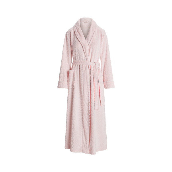 Long peignoir col ch&acirc;le motif Aran coup&eacute; Lauren en 1