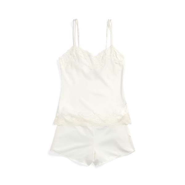 Lace-Trim Satin Camisole Sleep Set