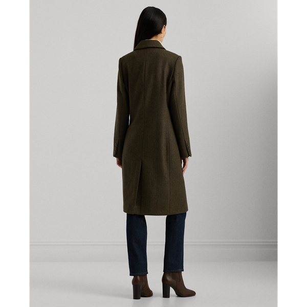 Loden/Brown Hb Wool Blend Herringbone Coat Lauren 5