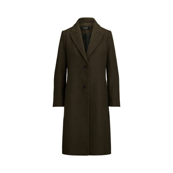 Loden/Brown Hb Wool Blend Herringbone Coat Lauren 2