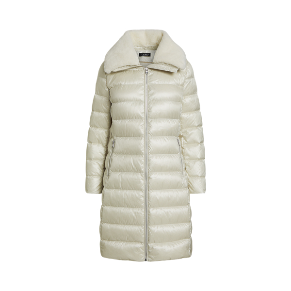 Faux Shearling Trim Down Coat Lauren 1