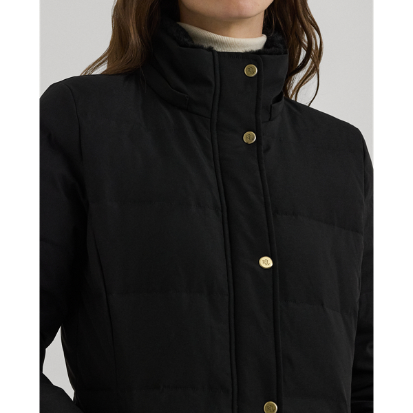 Black Faux-Fur-Trim Hooded Down Coat Lauren 6