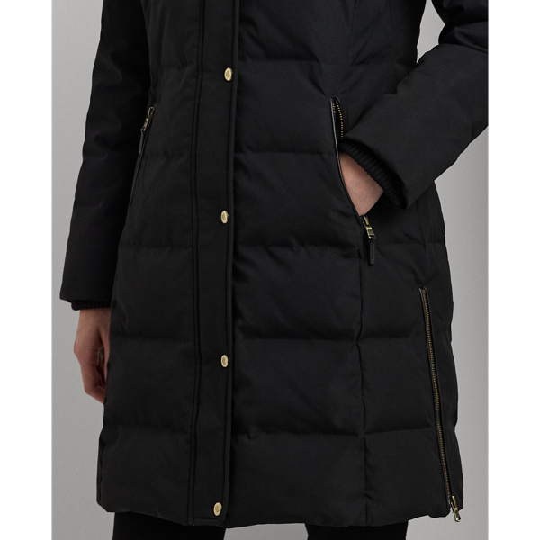 Black Faux-Fur-Trim Hooded Down Coat Lauren 7
