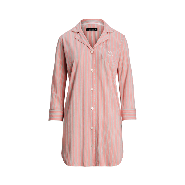 Striped Cotton Blend Jersey Sleep Shirt