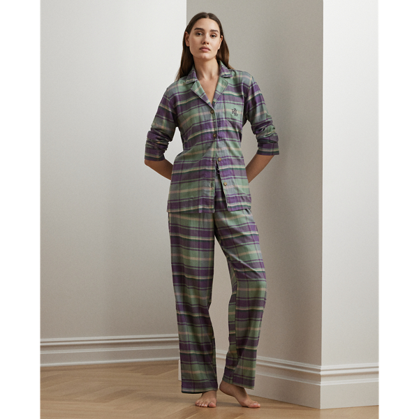 Plaid Herringbone Twill Sleep Set