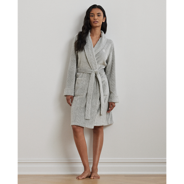 Aran-Clipped Shawl-Collar Robe