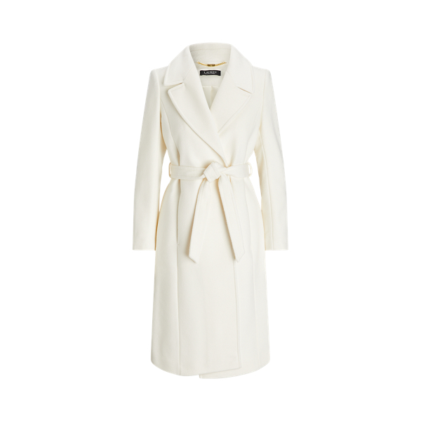 Belted Wool Blend Wrap Coat