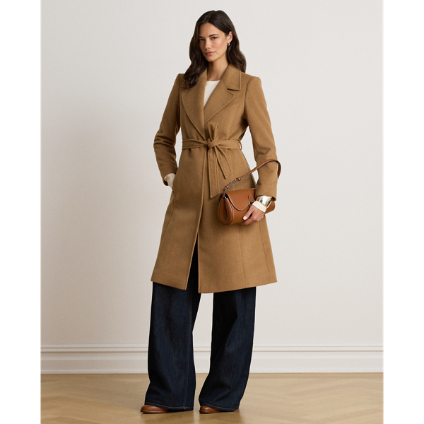 Belted Wool-Blend Wrap Coat