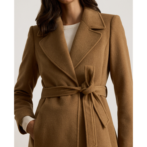 Belted Wool-Blend Wrap Coat