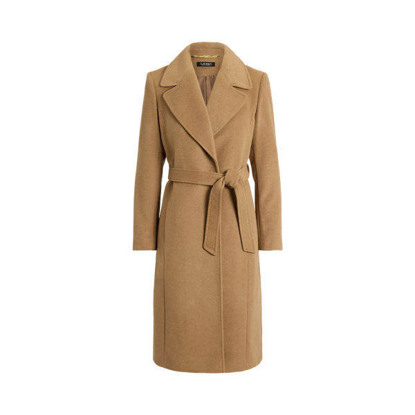 Belted Wool-Blend Wrap Coat