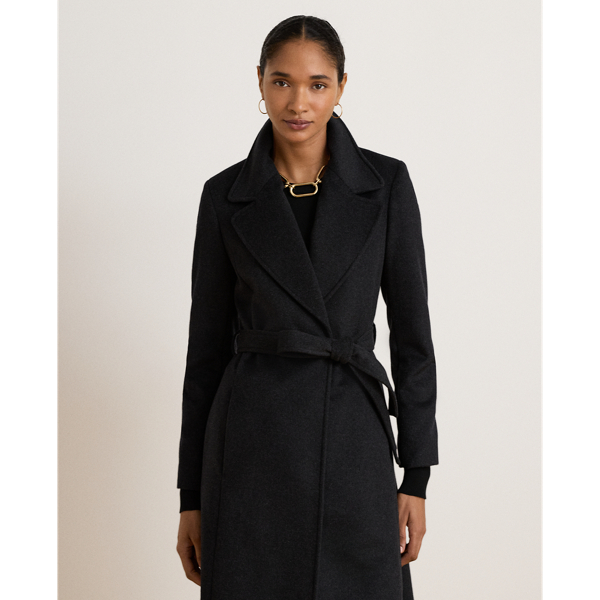 Belted Wool-Blend Wrap Coat
