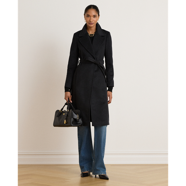 Belted Wool-Blend Wrap Coat