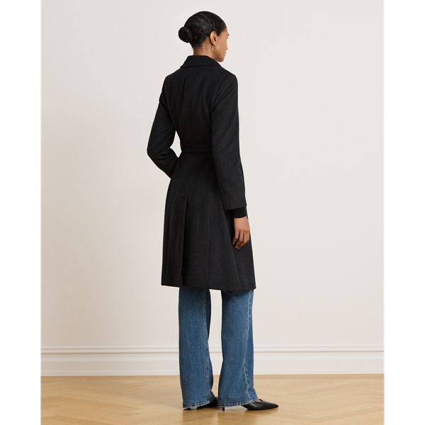 Belted Wool-Blend Wrap Coat