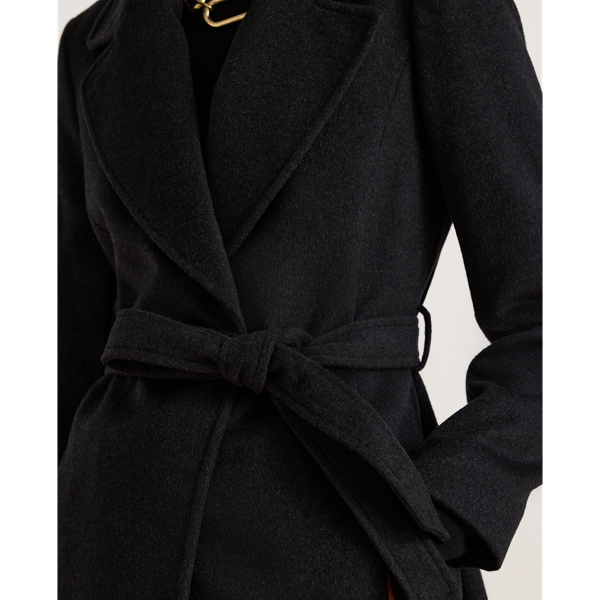 Belted Wool-Blend Wrap Coat