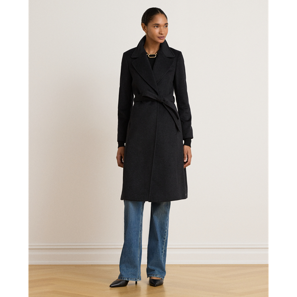 Belted Wool-Blend Wrap Coat