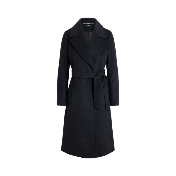 Belted Wool-Blend Wrap Coat