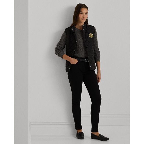 Black Crest-Patch Quilted Mockneck Vest Lauren for fall 3