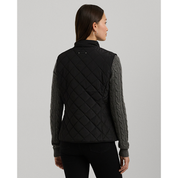 Black Crest-Patch Quilted Mockneck Vest Lauren for fall 4