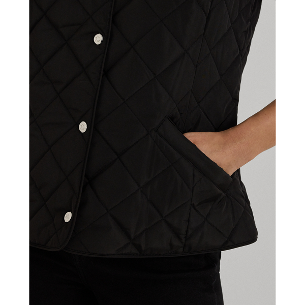 Black Crest-Patch Quilted Mockneck Vest Lauren for fall 6