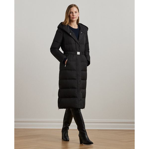 Black Belted Hooded Down Coat Lauren 1