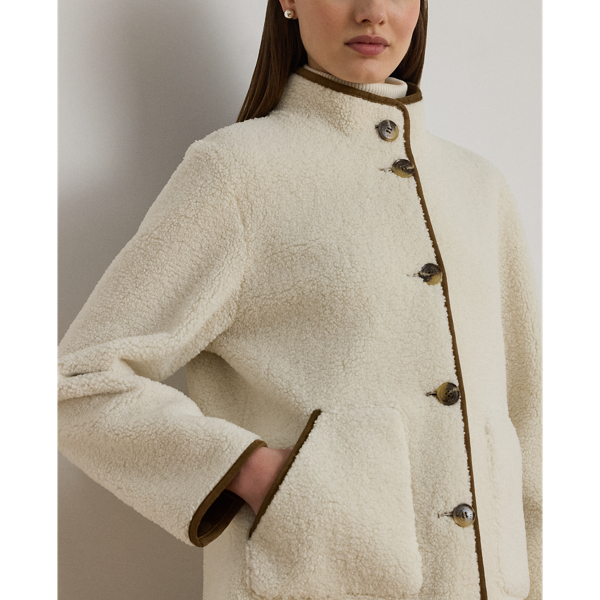 Faux-Shearling Funnelneck Coat
