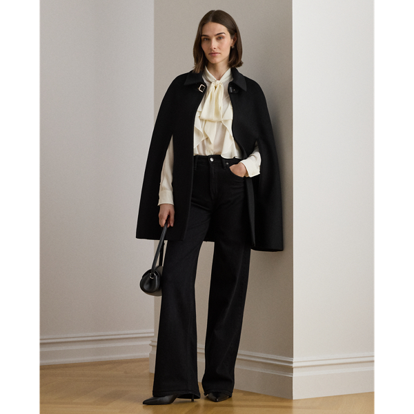 Buckle-Trim Wool-Blend Cape