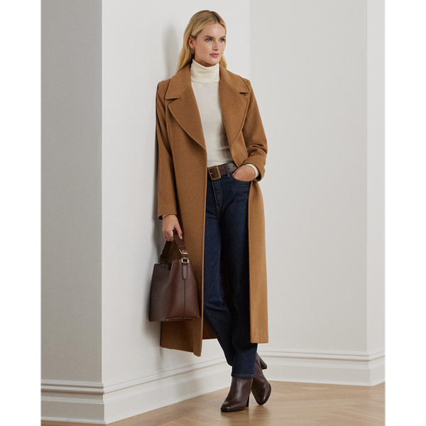 Wool-Blend Wrap Coat