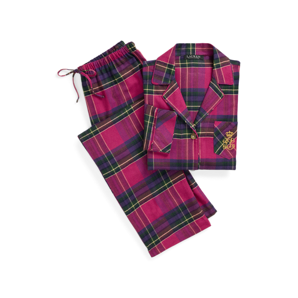 Pyjama &eacute;cossais en serg&eacute; &agrave; chevrons