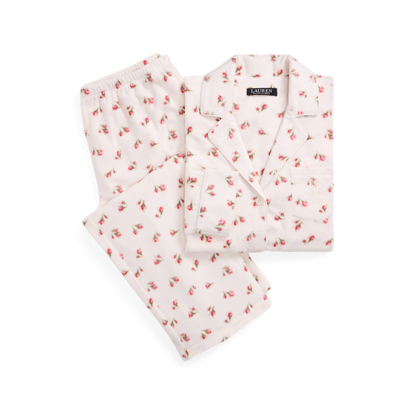 Pyjama en molleton fleuri Lauren en Ivoire fleuri 2