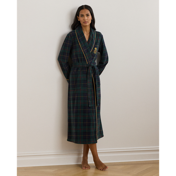 Plaid Fleece Long Shawl Collar Robe for Women Ralph Lauren UK