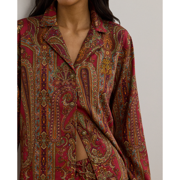 Red Paisley Paisley Sateen Sleep Set Lauren 6