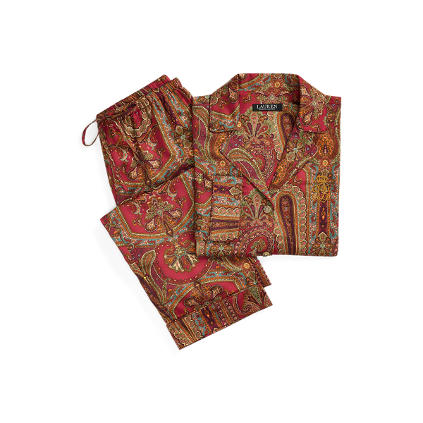 Red Paisley Paisley Sateen Sleep Set Lauren 2
