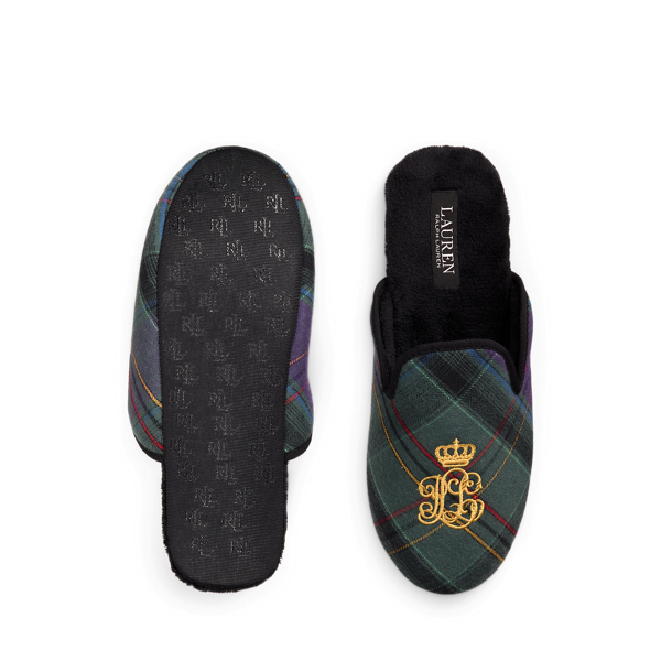 Plaid Logo Brushed Twill Slippers for Women Ralph Lauren QA